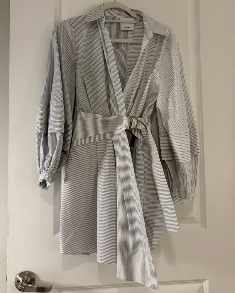 Acler Striped Wrap Long Sleeve Dress - Image 2
