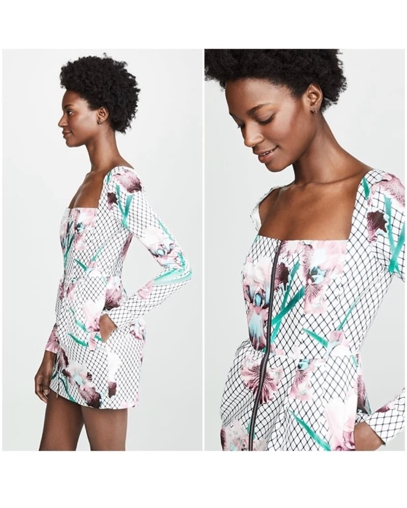 Floral Printed Zip-Up Corset Mini Dress - Image 2