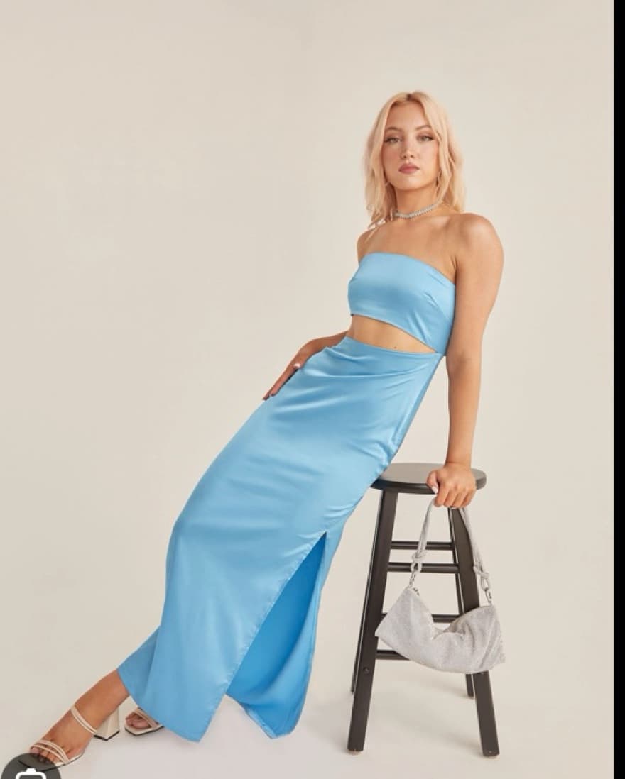 Peppermayo Blue Cutout Maxi Dress - Image 1
