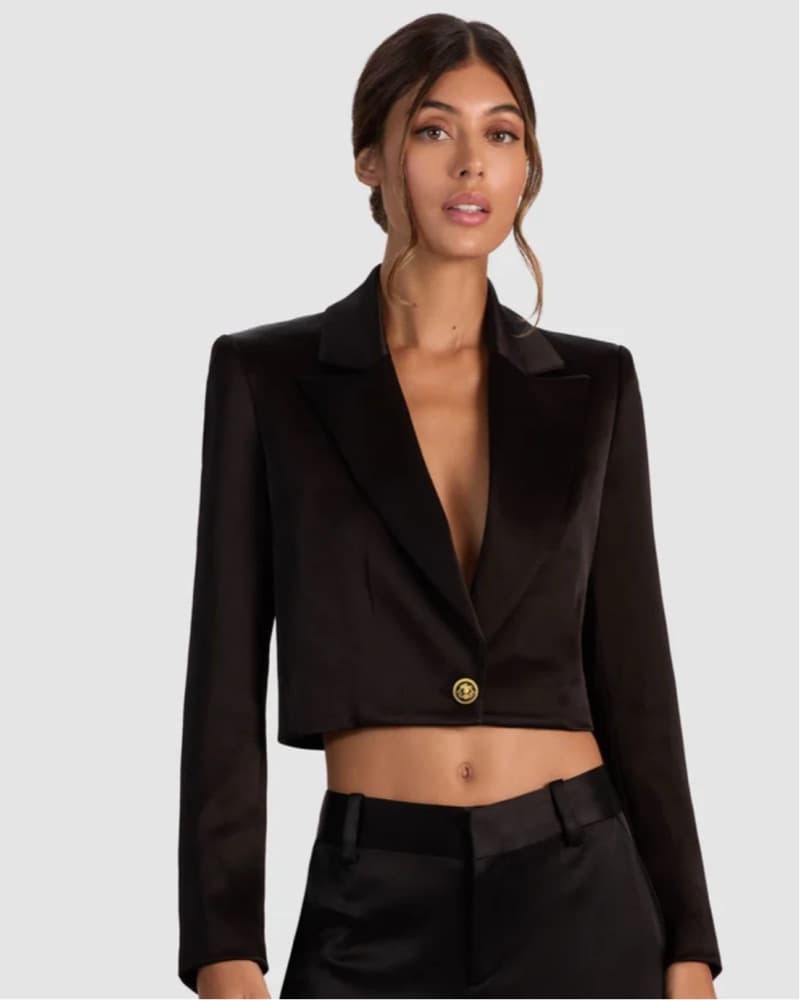 Alice + Olivia Black Cropped Blazer - Image 1