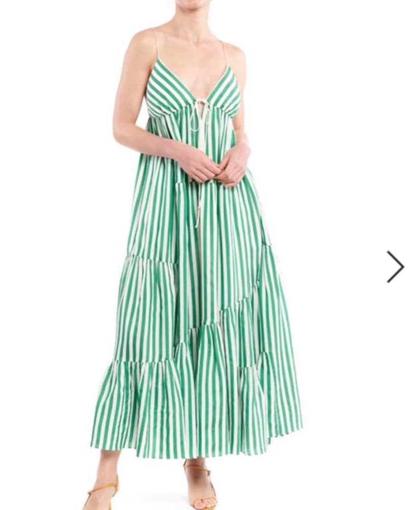 La Ligne Drawstring Cotton Striped Dress - Image 1