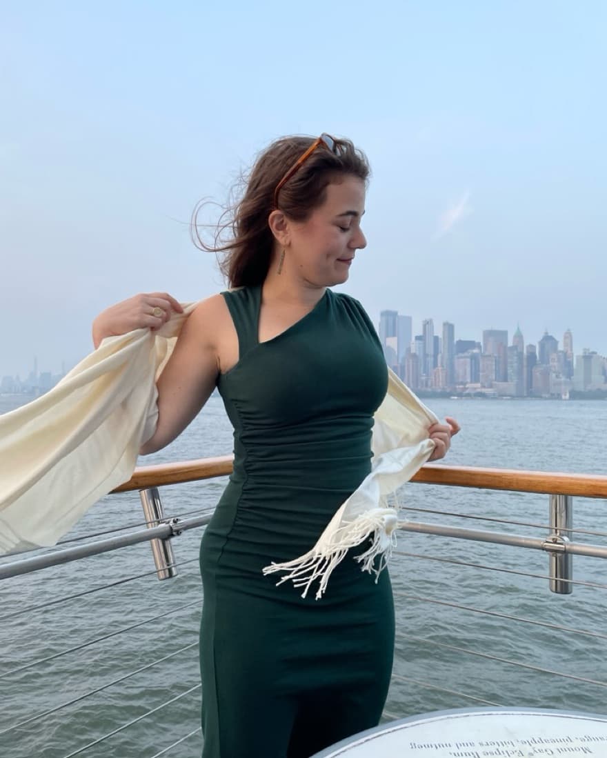 Elegant Asymetrical Emerald Dress  - Image 2
