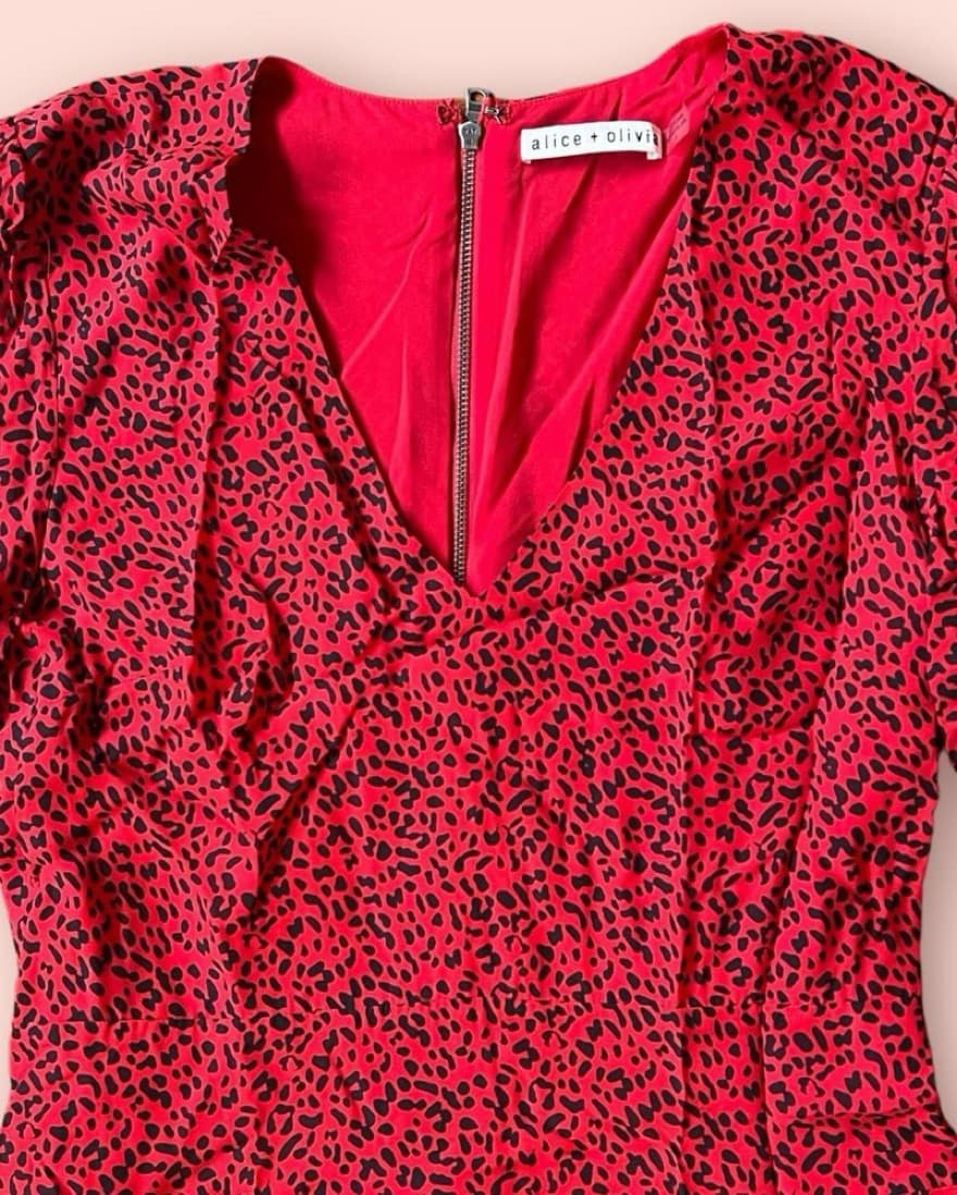 ALICE & OLIVIA LEOPARD RED MINI DRESS - Image 4