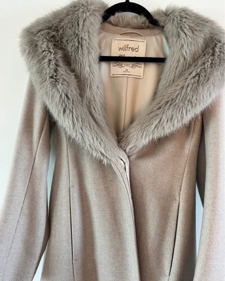 Aritzia Fur Trimmed Wool Trench - Image 2