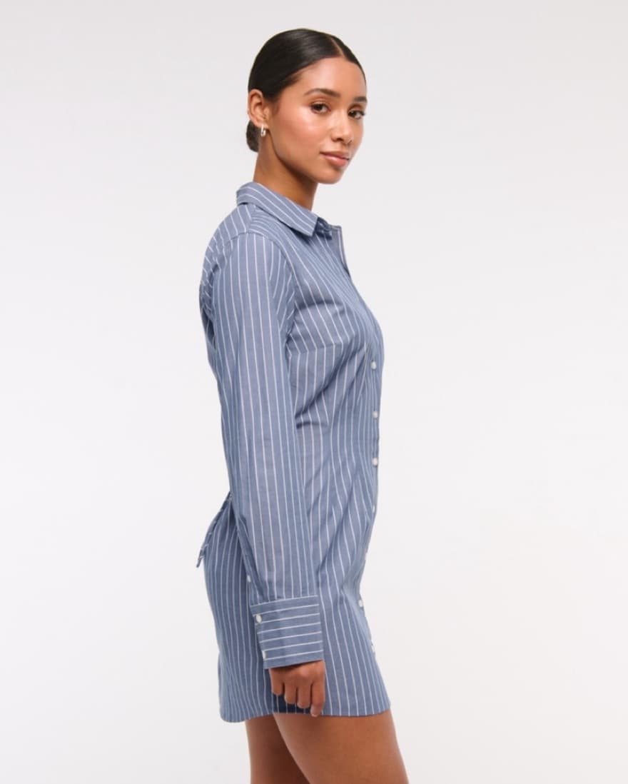 A&F Fitted Long Sleeve Mini Shirt Dress - Image 1