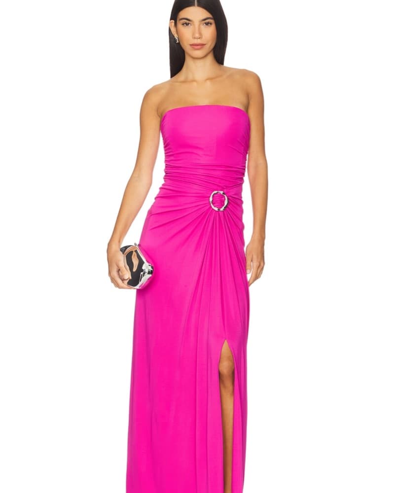 Simkhai Pink Ruched Evening Gown - Image 4