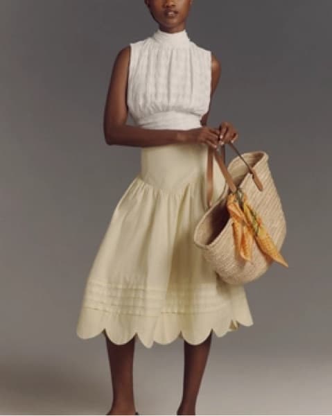 Maeve Basque-Waist Scallop-Hem Full Midi - Image 2