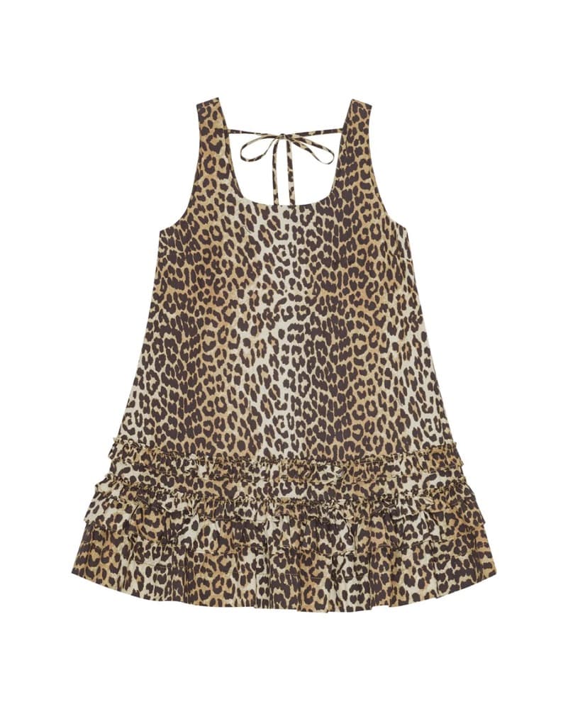 Ganni Leopard Cotton Poplin Dress - Image 4