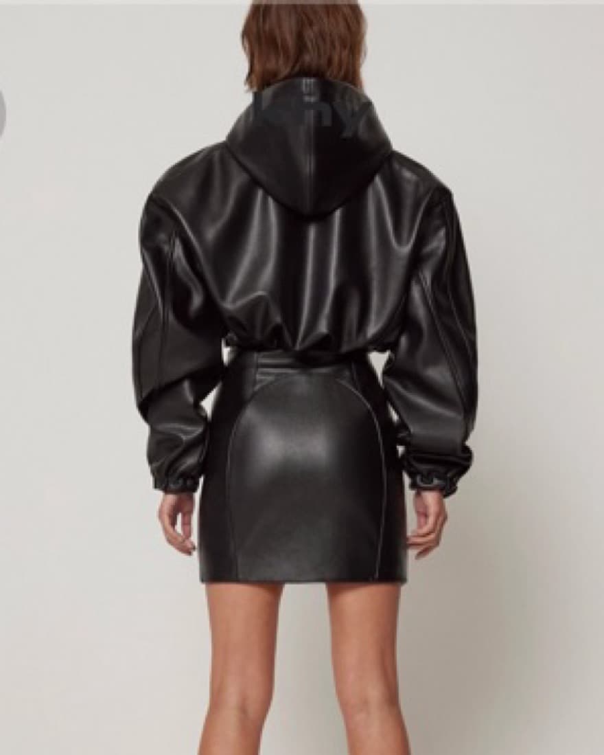 KHY Faux leather cropped hooded jacket - Image 4