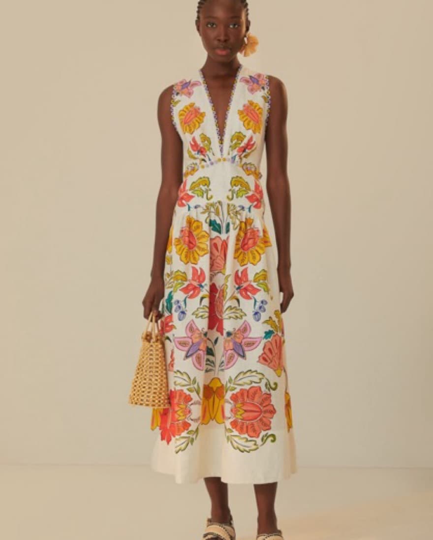 Farm Rio Colorful Linen Maxi Dress  - Image 1
