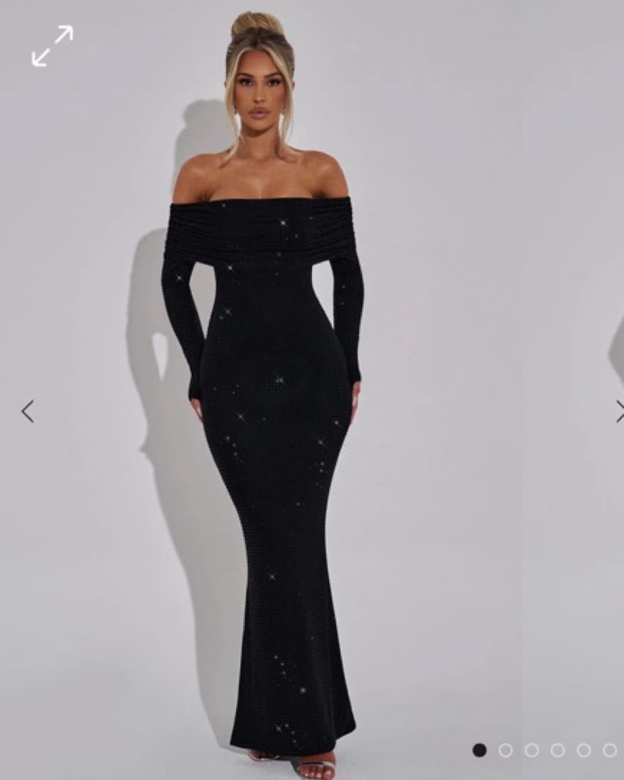 Sparkling Black Off-the-Shoulder Gown - Image 1