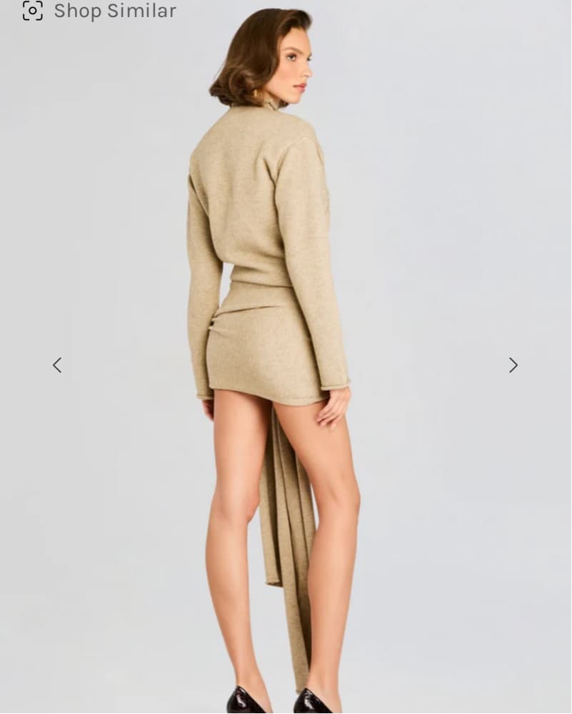 SER.O.YA Tan Knit Short Dress - Image 4
