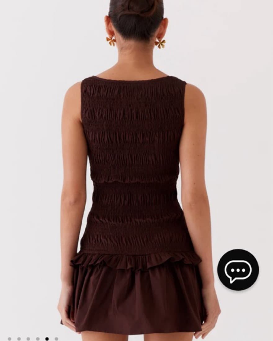 Garden Kisses Shirred Mini Dress - Choco - Image 5