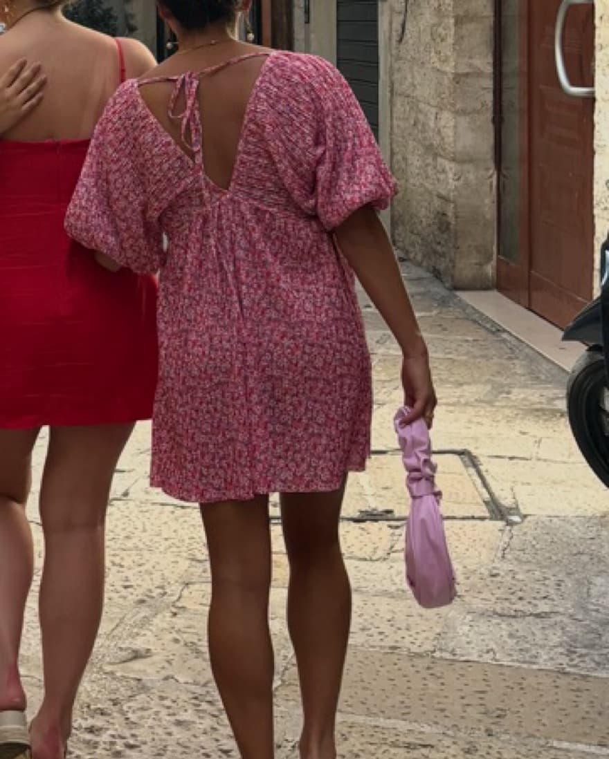 Pink Floral Mini Dress  - Image 3