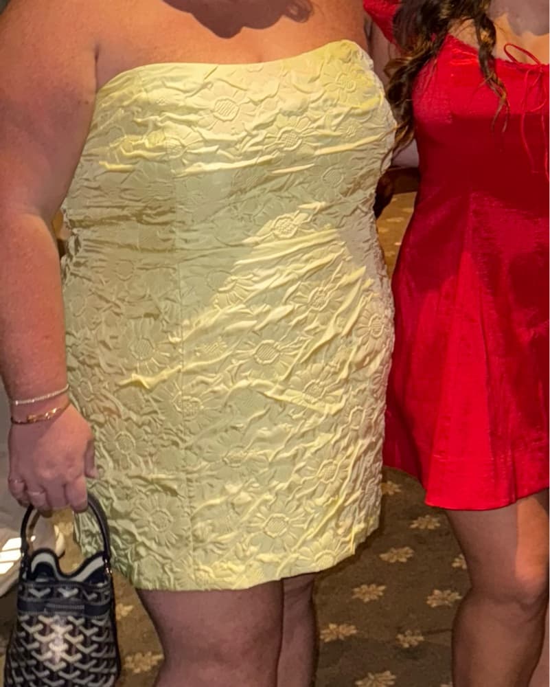 Elegant Yellow Lace Mini Dress - Image 2