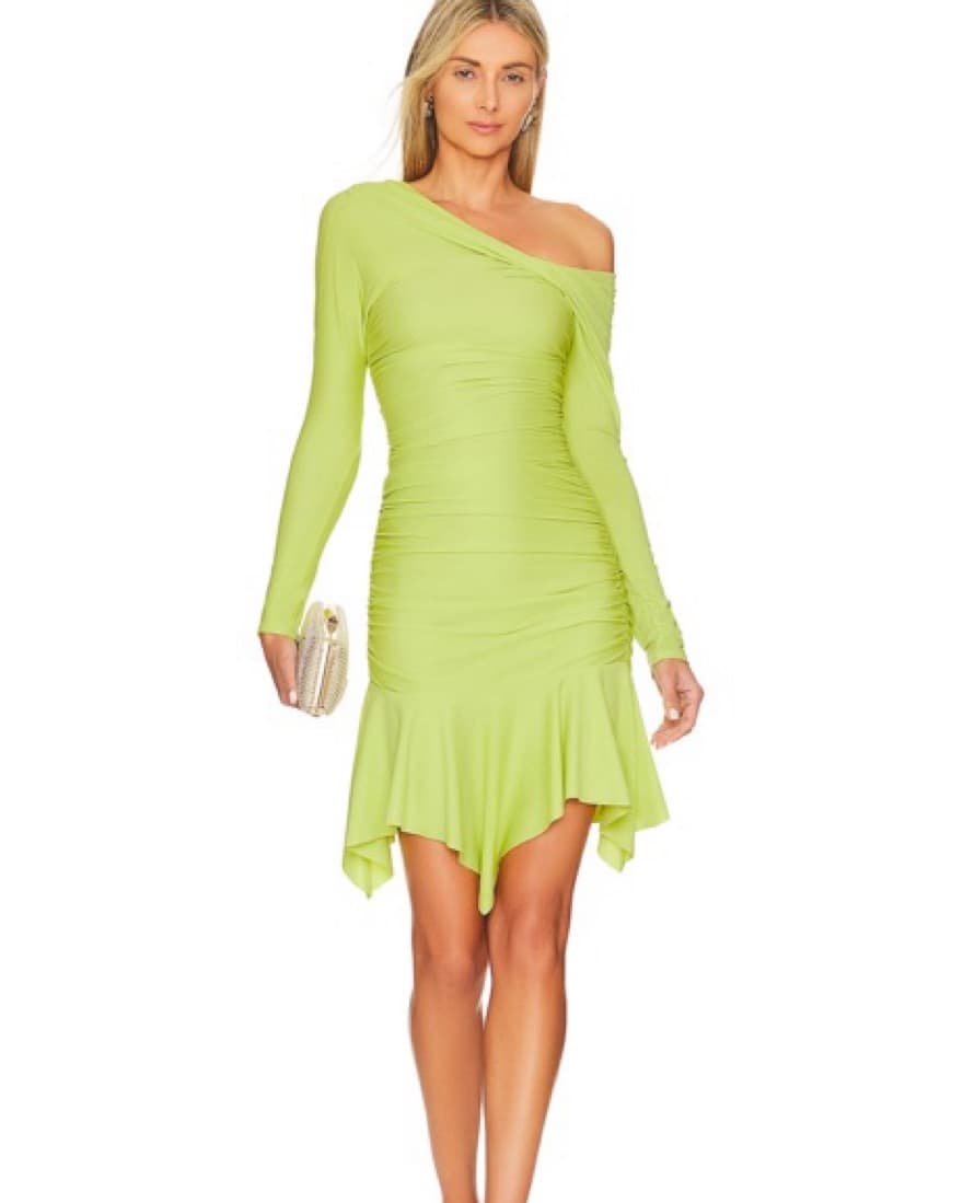 Cachet Mini Dress in Chartreuse  - Image 4