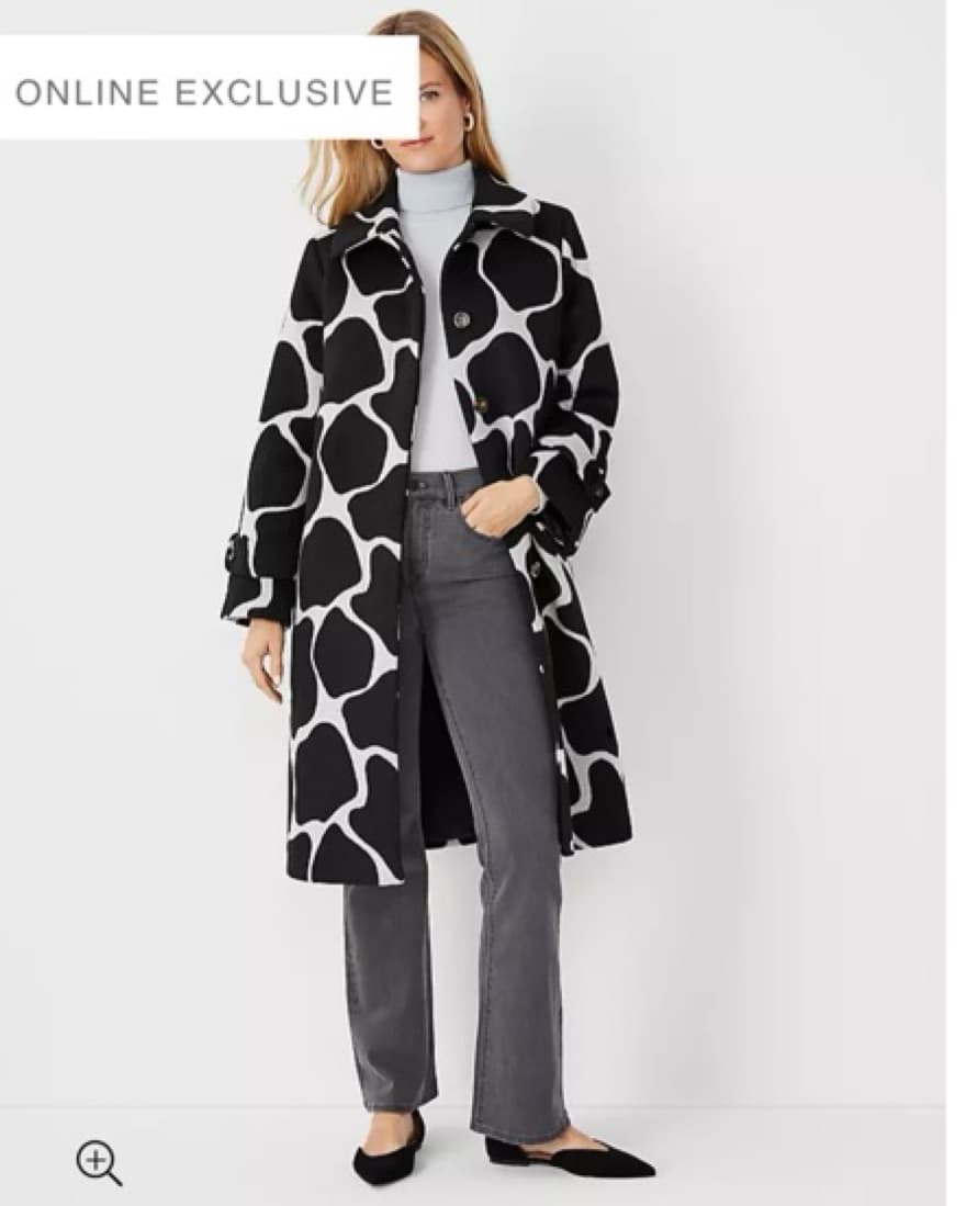 Chic Cow Print Trench Coat - Image 1