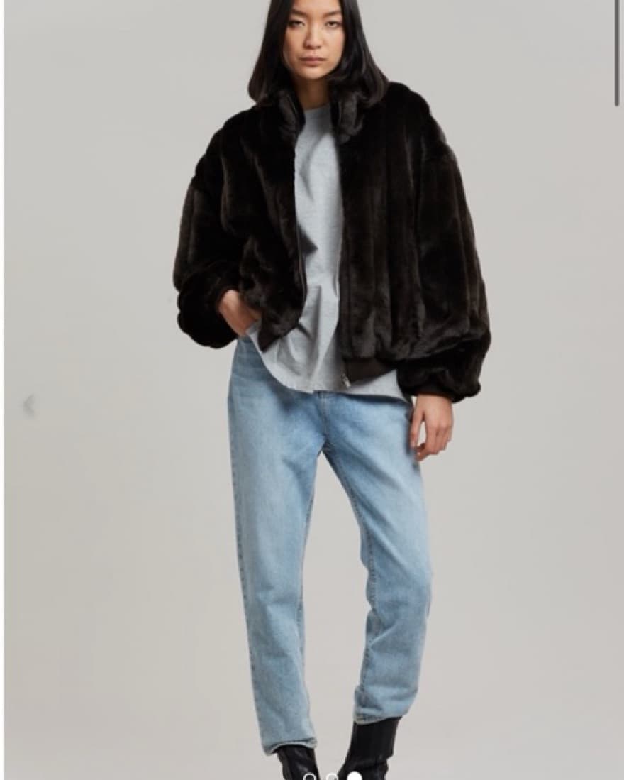 Frankie Shop Lea Faux Fur Bomber in Java - Image 2