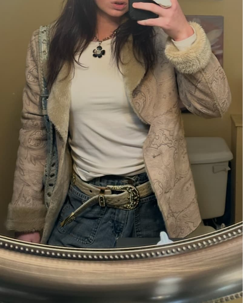 Patterned Fur Coat - Image 1