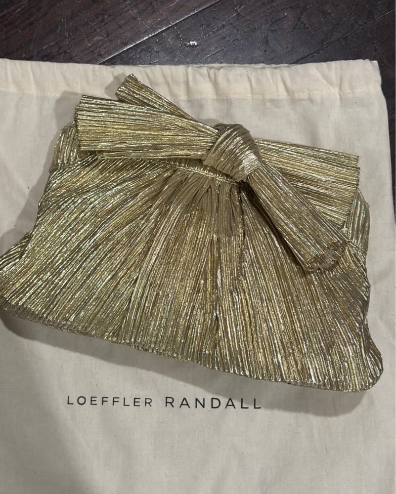 Gold Pleated Bow Clutch  - Image 5