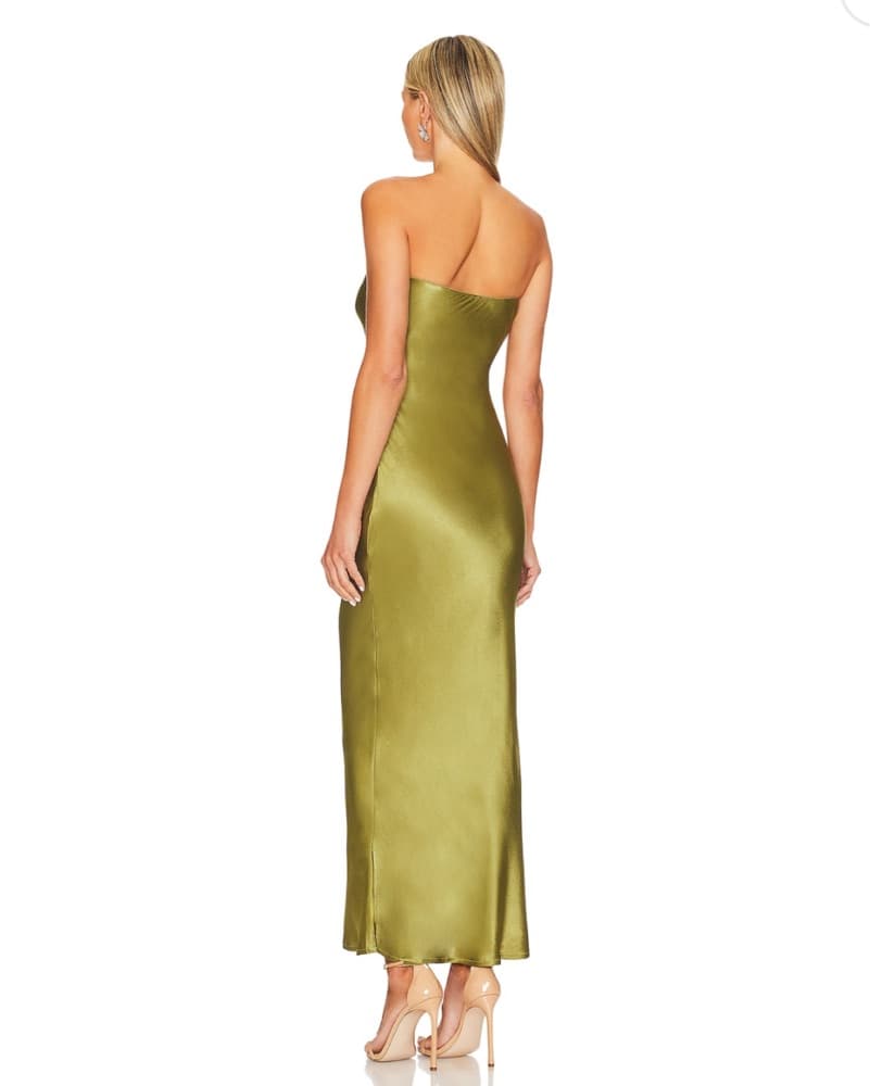 SNDYS Strapless Midi Dress In Olive - Image 2