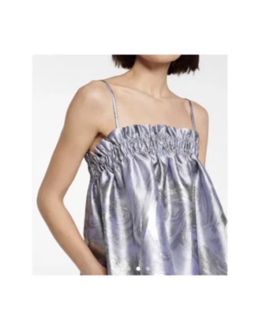GANNI metallic silver midi dress - Image 6