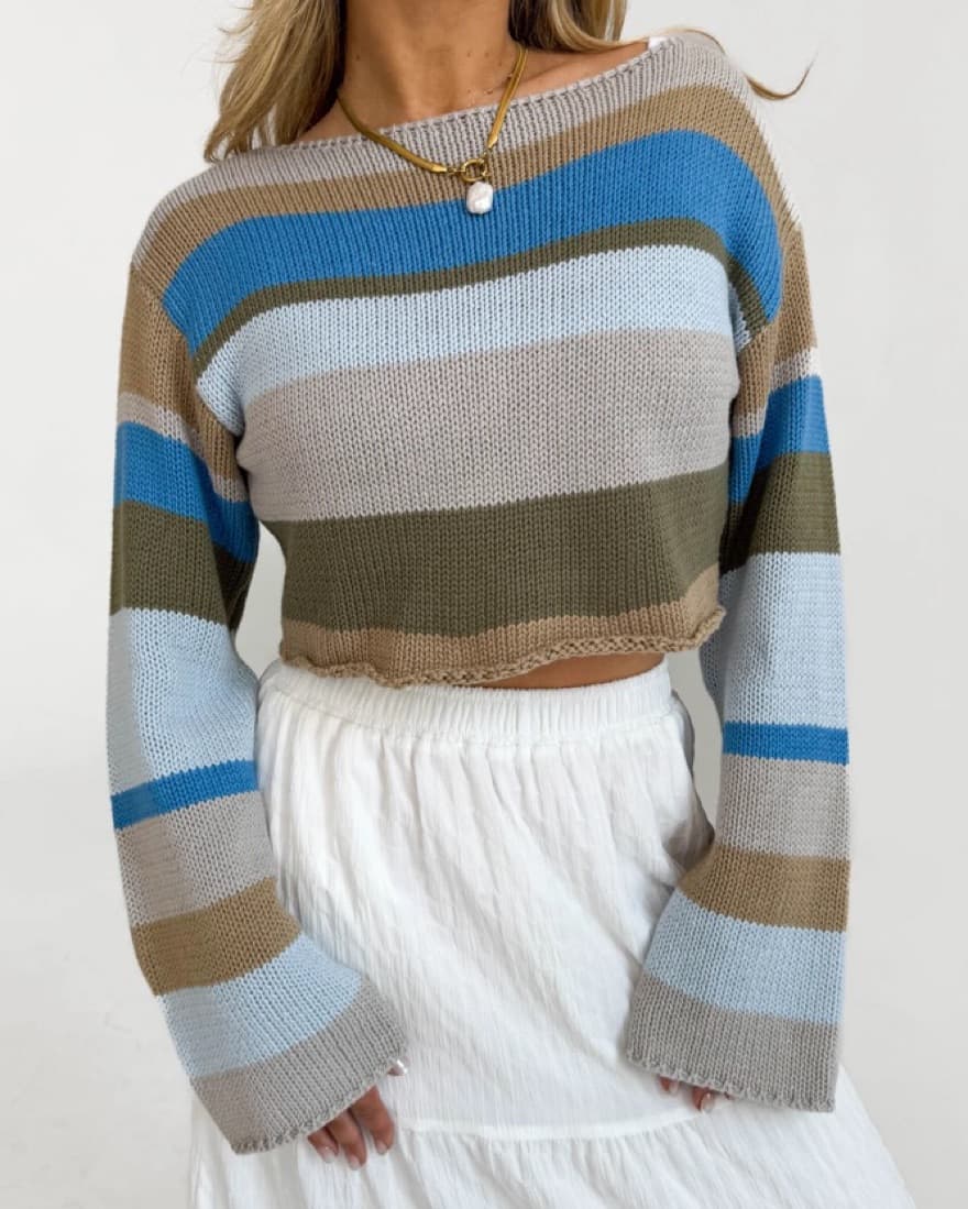 Grey Bandit - Striped Knit Sweater - Image 1