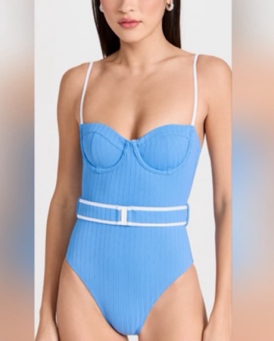 Solid & Striped Blue One-Piece & Belt - Image 1