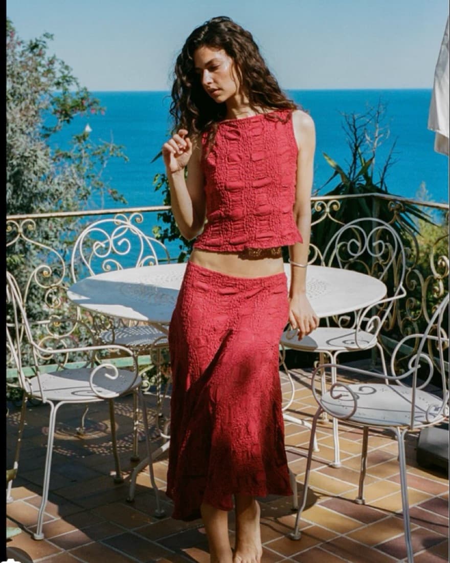 Red Crochet Set WithJean - Image 1