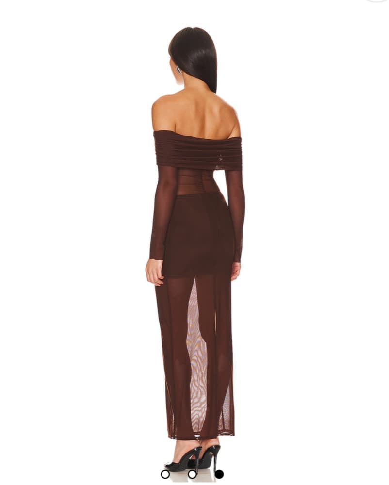 Drapped maxi Over The Shoulder Dress  - Image 3