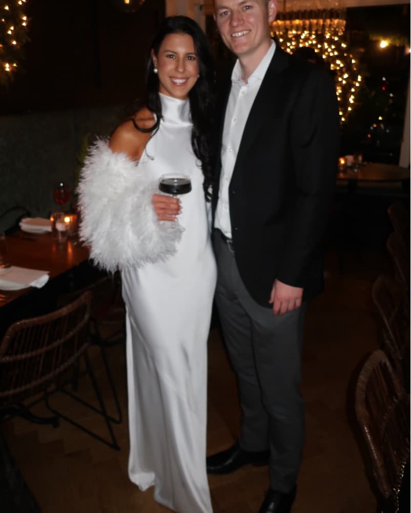 High Neck, White Satin Gown - Image 4