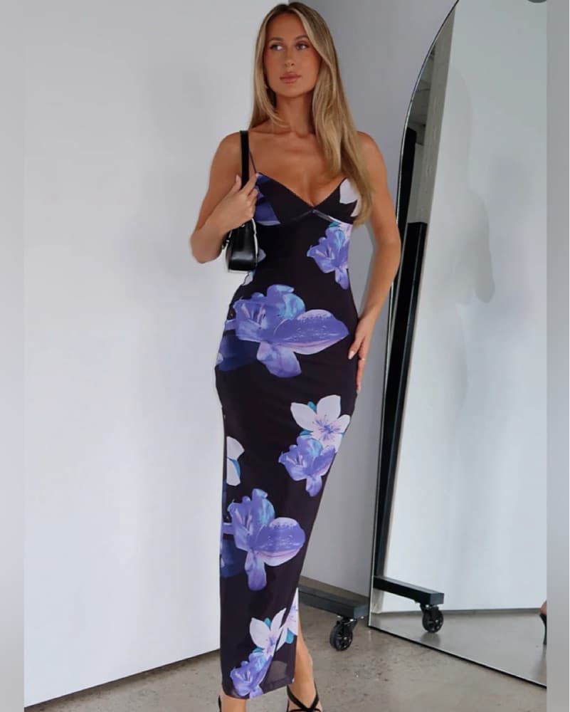 Black Floral Maxi Dress - Image 1