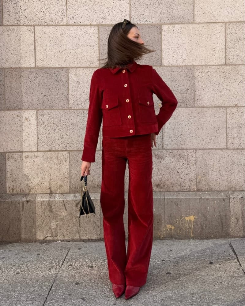 Sezane Red Corduroy Trouser + Jacket - Image 4