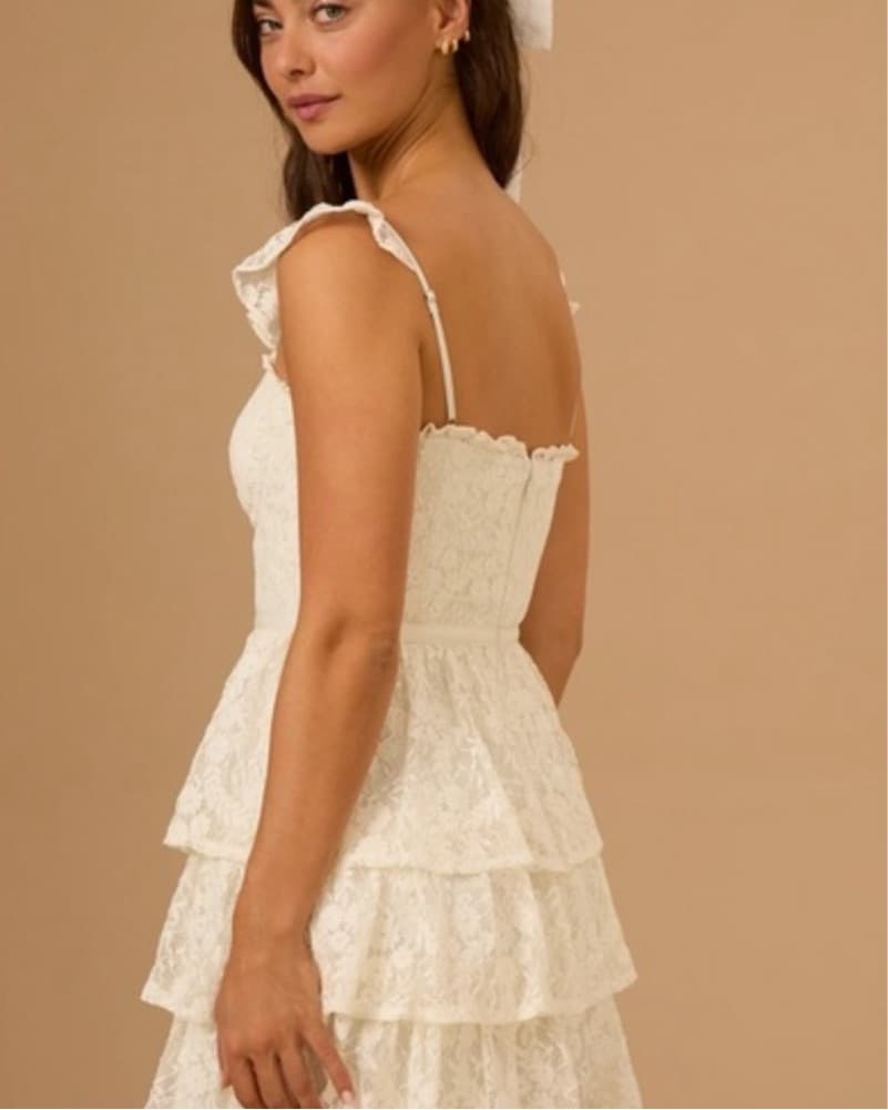 Elegant Lace Tiered Ruffle Mini Dress - Image 4