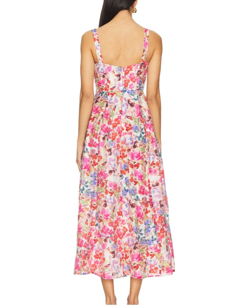 Lilah Corset Midi Dress In Pink Floral  - Image 2