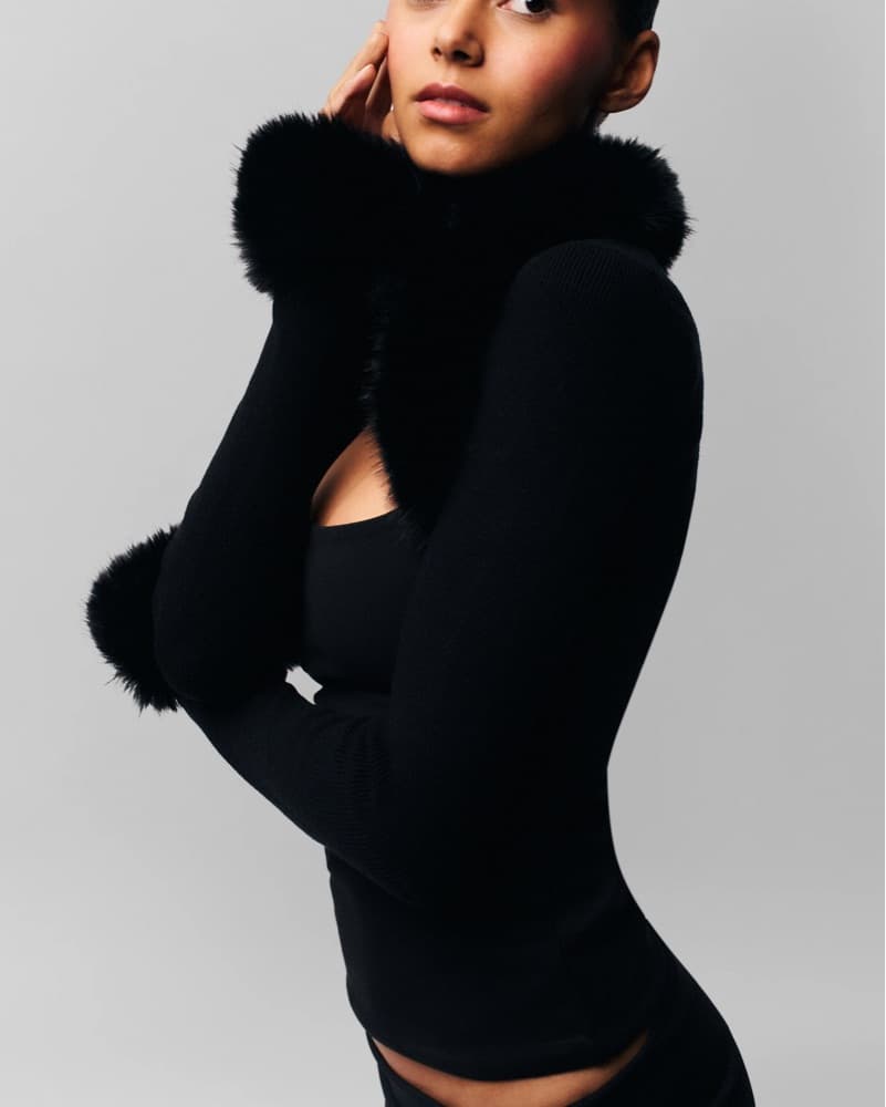 Guizio Faux Fur Knit Bolero Size L - Image 2
