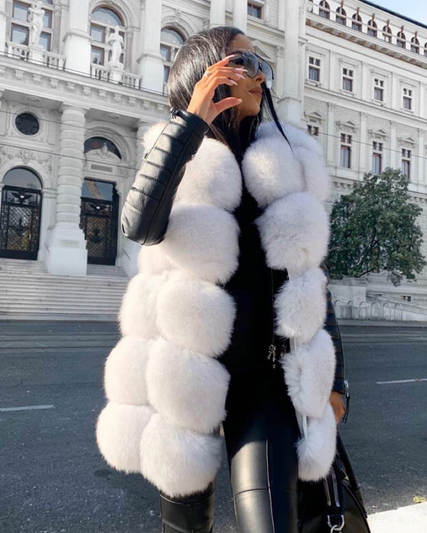 White 100% Real Fur Vest - Image 1