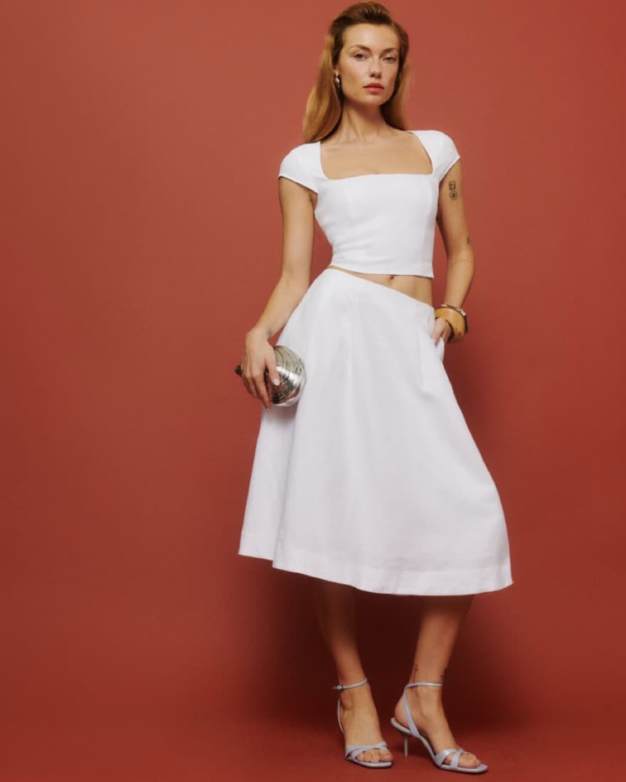 Reformation White Linen Two Piece - Image 1