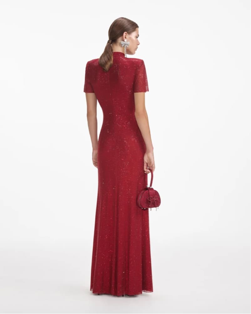 Self Portrait Red Diamante Dress - Image 5