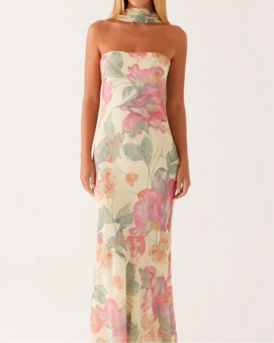 Peppermayo Yellow Floral Maxi W/ Scarf - Image 2
