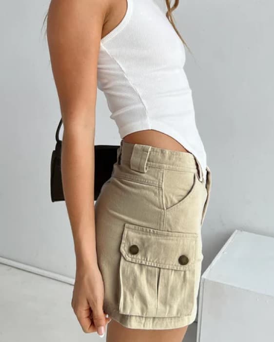 Cargo Mini Skirt Beige - Image 3
