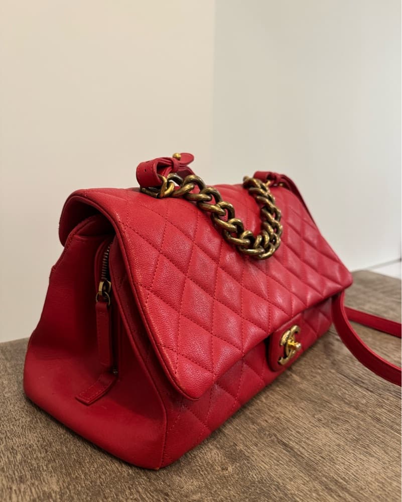 Vintage Red Leather Chanel Bag - Image 2