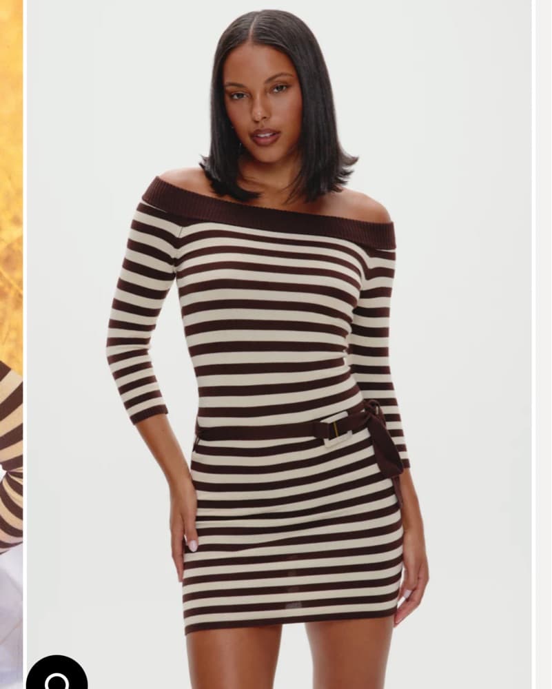 Striped Off Shoulder Bodycon Dress - Image 4