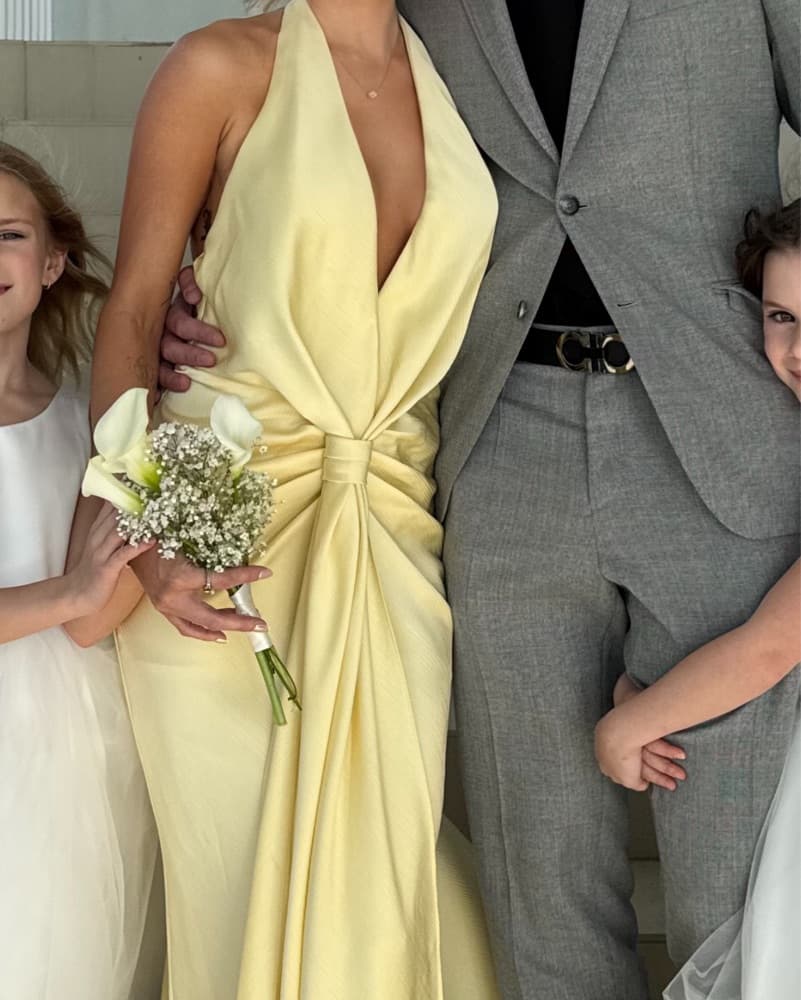 Stunning Yellow Halter Gown - Image 1