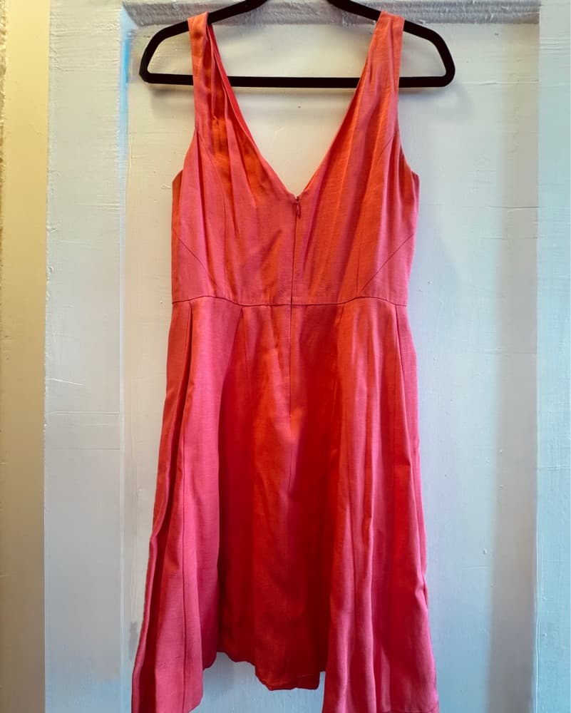 Vibrant Coral Fit and Flare Mini Dress - Image 3