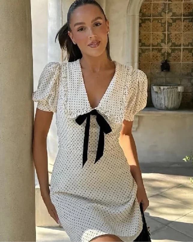 Reformation Kaylia Polka Dot Mini Dress  - Image 3