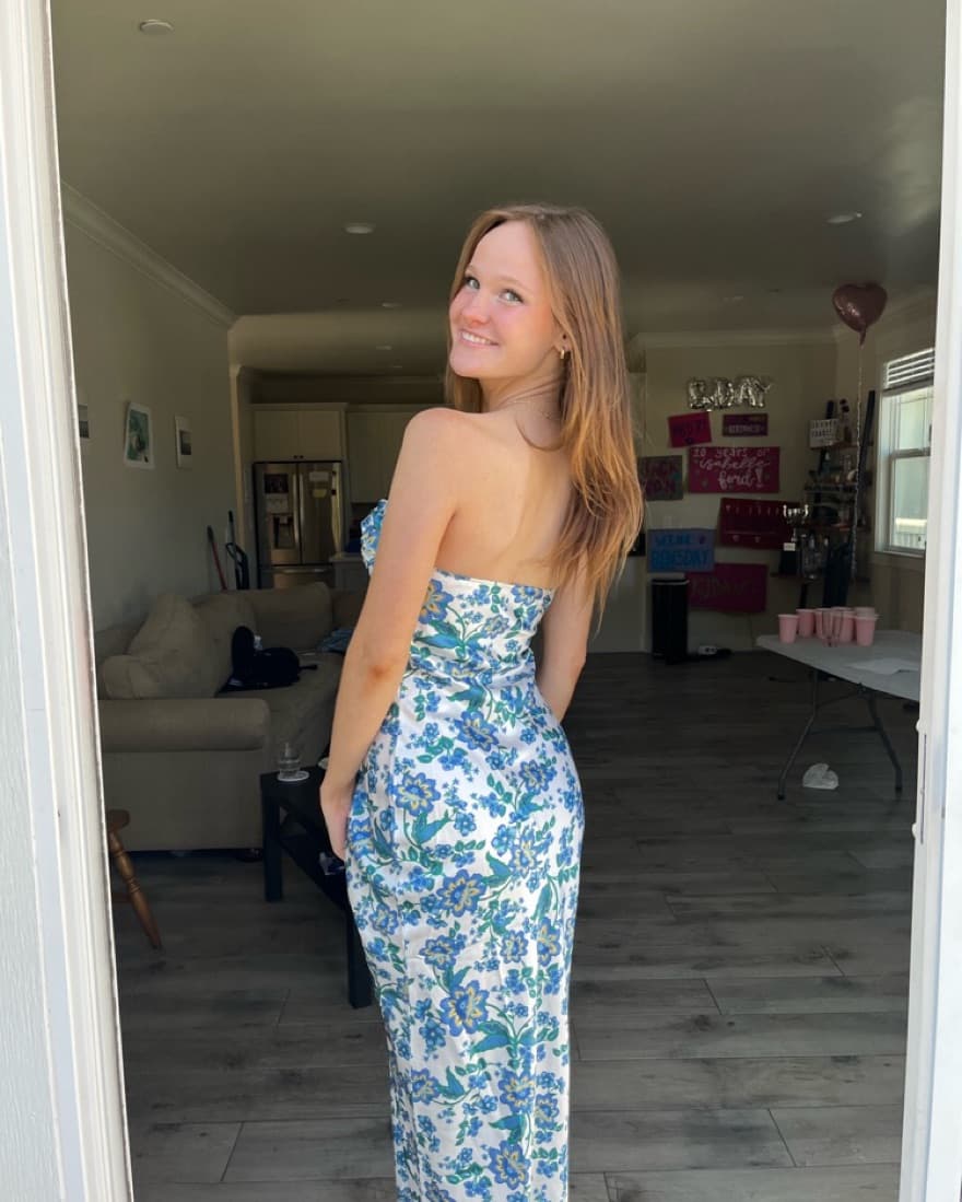 Blue Flower Maxi Dress Begining Boutique - Image 4