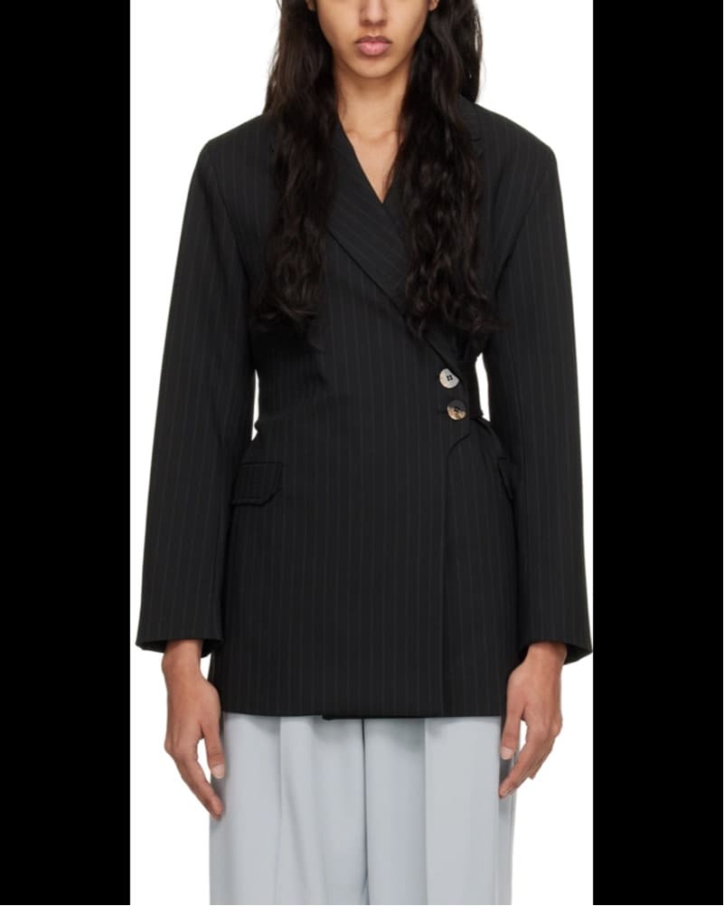 Ganni Blazer Jacket Dress Striped Belted - Image 2