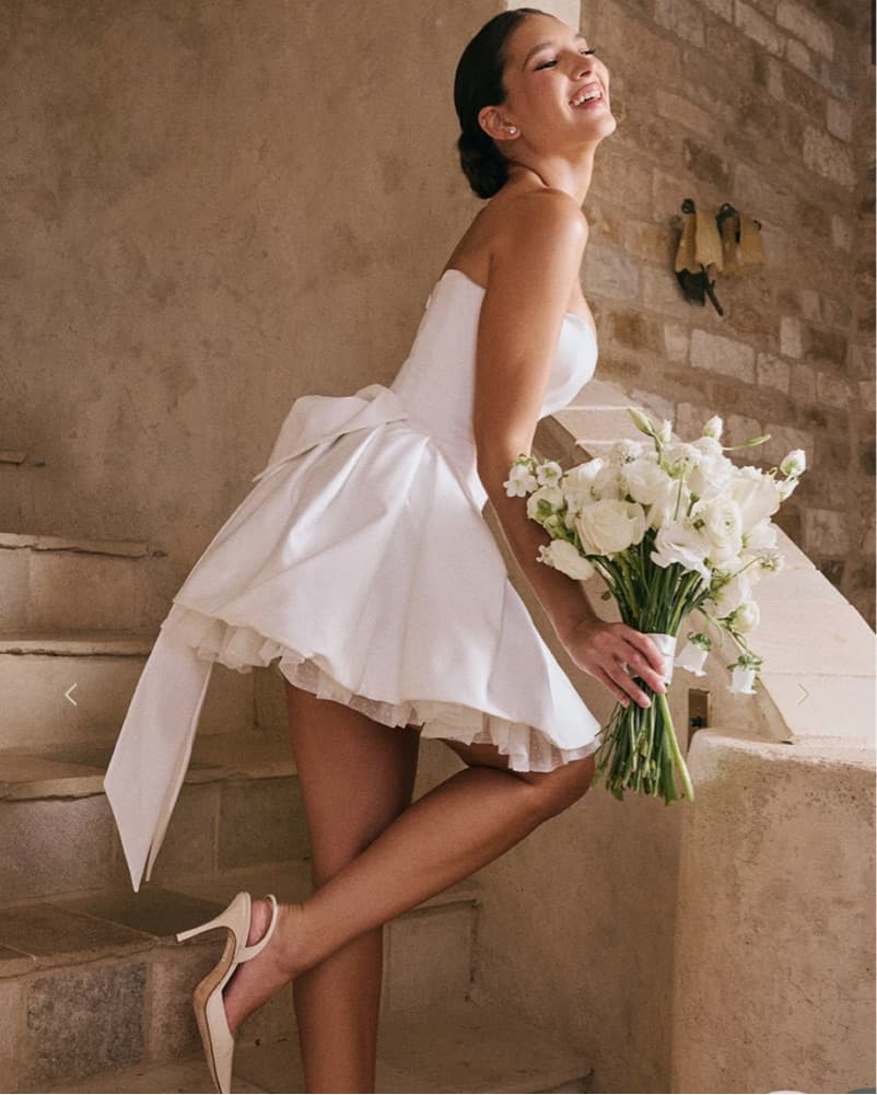 Stunning Strapless Satin Dress - Image 1
