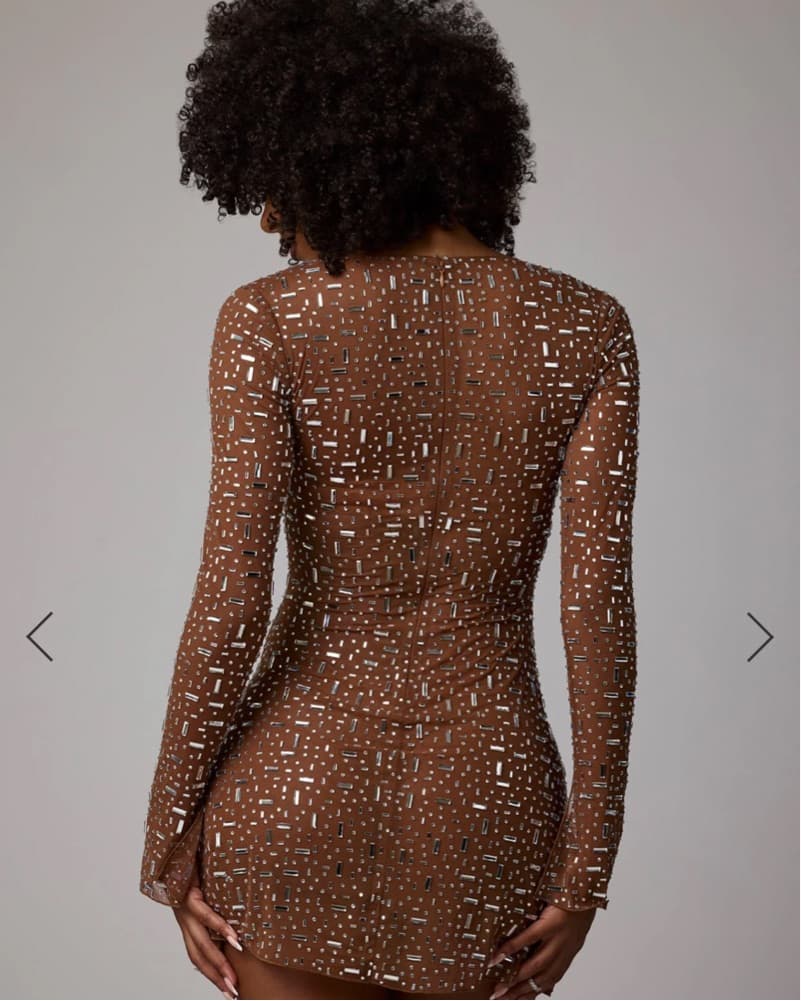 Sparkly Brown Bodycon Mini Dress - Image 2